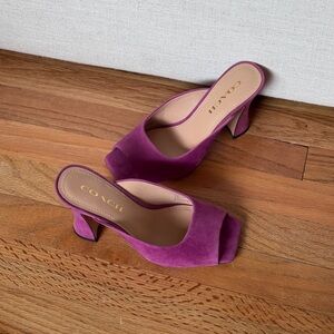 Coach Pink Suede Mules Size 6.5